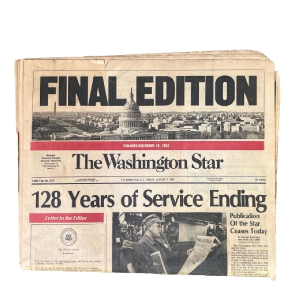 Final Edition- The Washington Star Newspaper - 8/7/81